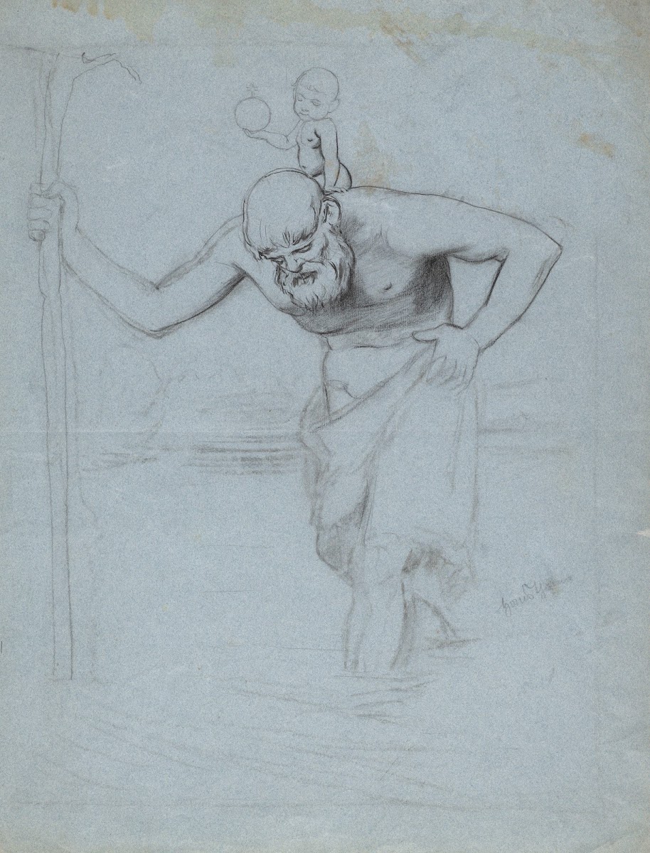 Saint Christopher with the Child Jesus on his Shoulders 1916