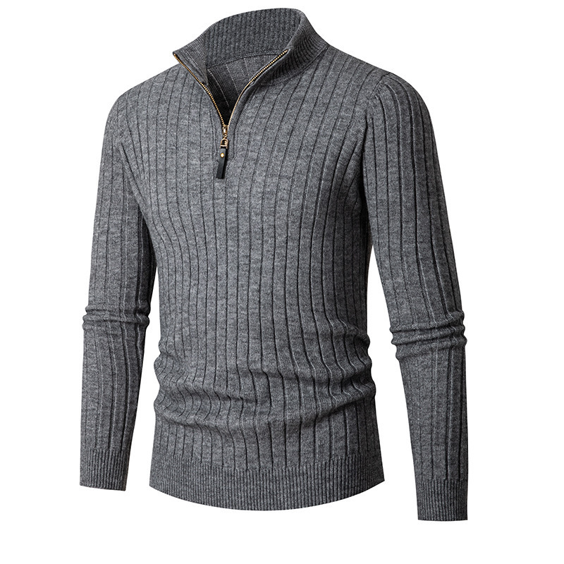 Herren-Strickpullover mit Reißverschluss und Halbrollkragen