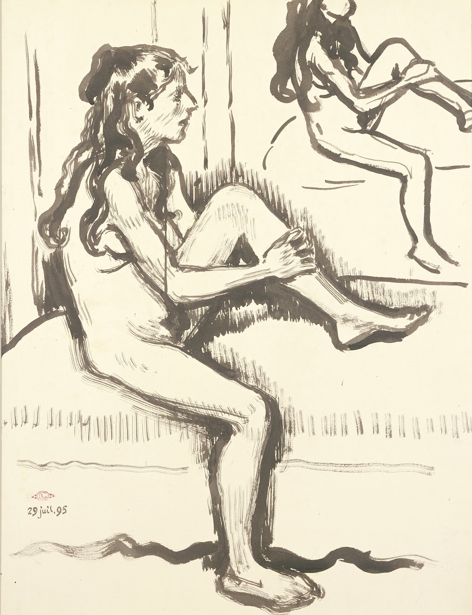 Seated Young Woman Reflected in Mirror 1895