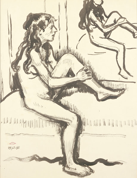 Seated Young Woman Reflected in Mirror 1895