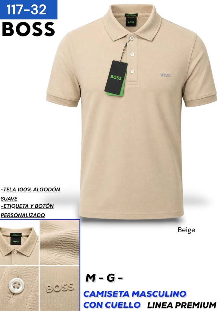 Camiseta con Cuello 100% Algodón