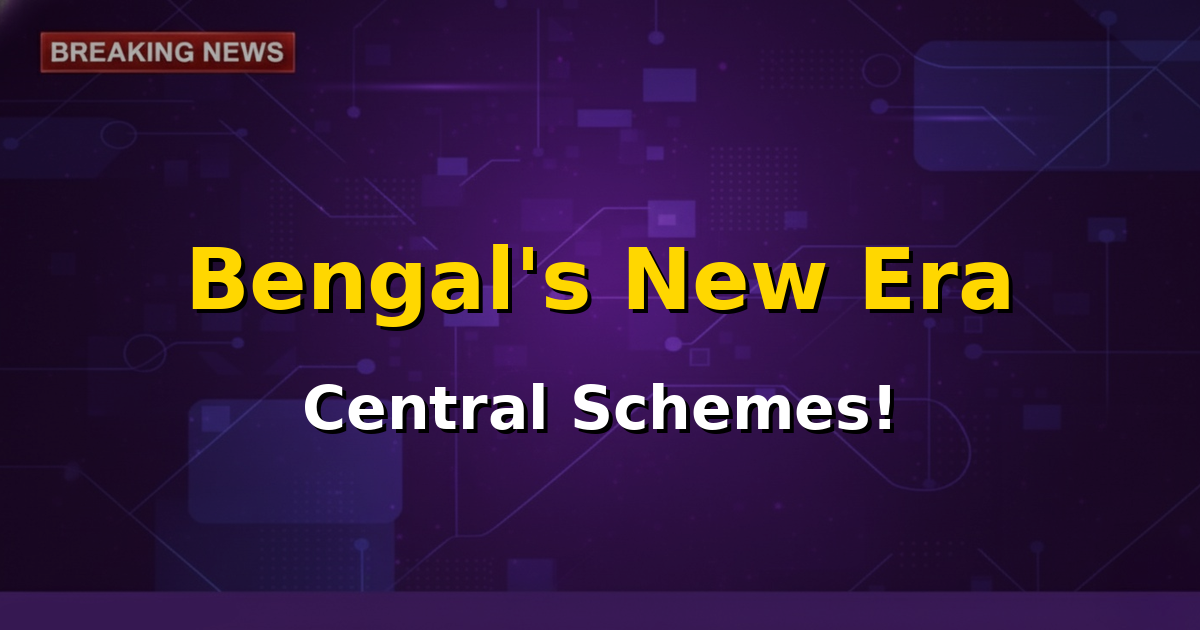 An illustrative image of the Ayushman Bharat card and other scheme logos over a map of West Bengal, symbolizing integration of central welfare schemes.