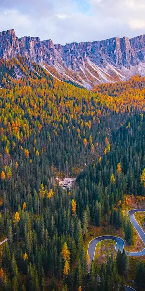 Autumn Landscape, Mountain Scenery, Winding Road, Dolomites Fall 5K Wallpaper Background