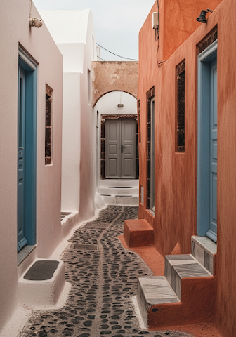 Cobblestone Alley in Santorini