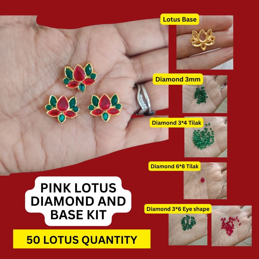 pink and Green Lotus Full Kit (Base + Diamond) (pack of 50)
