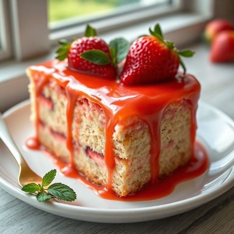 Fresh Strawberry Cake Recipe for a Moist and Light Dessert – Easy Homemade Delight finished