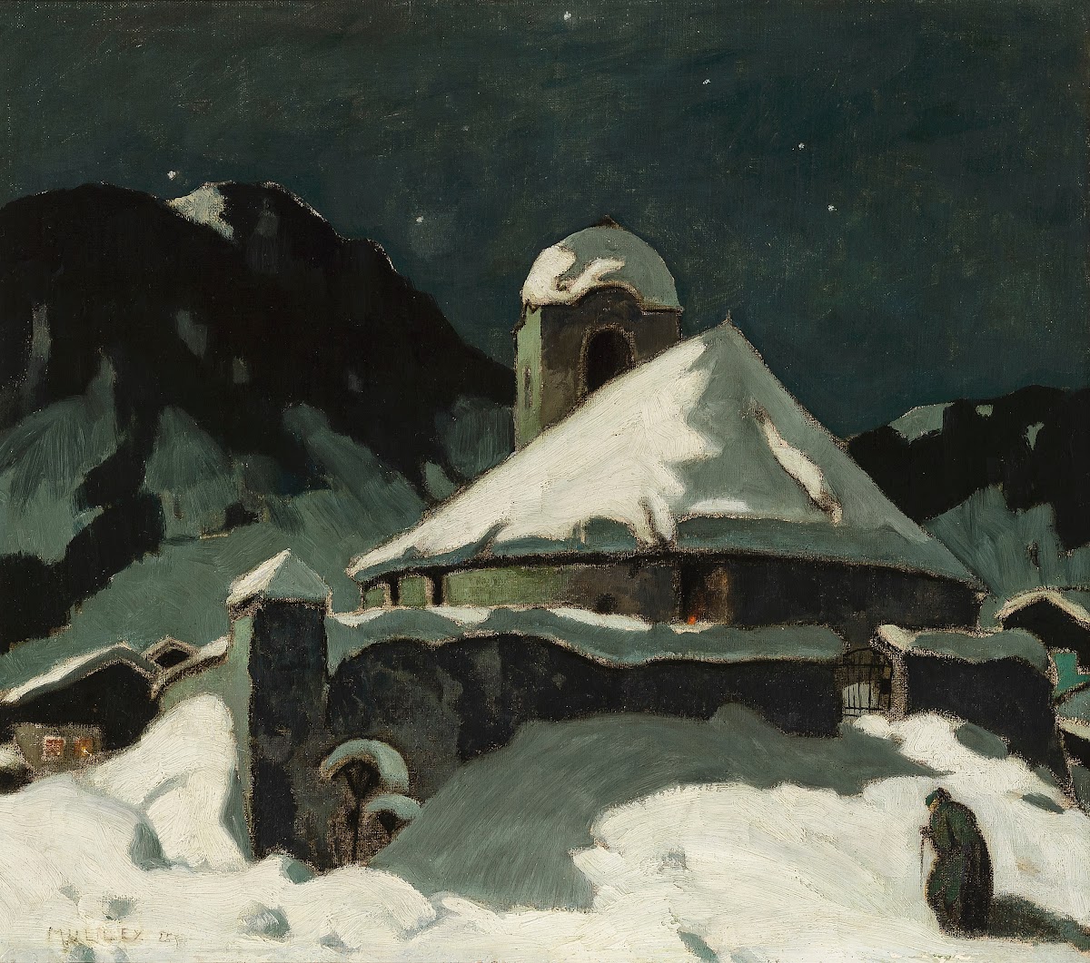 Winternacht im Bergdorf 1925