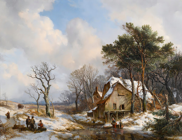 SkatersOn A Frozen Stream On The Outskirts Of A Village 1838