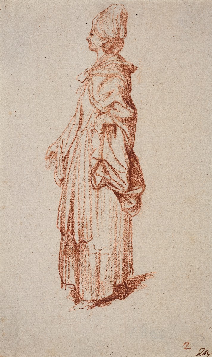 Stehende Dame im Profil nach links ca 1777
