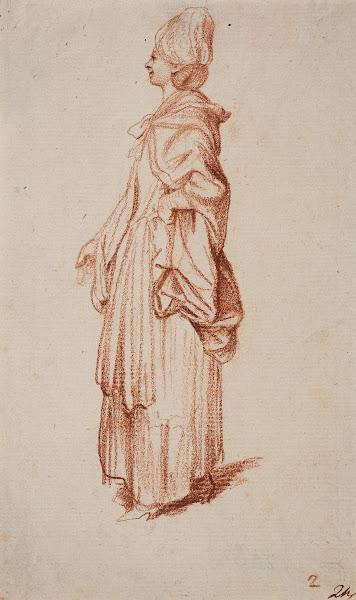 Stehende Dame im Profil nach links ca 1777