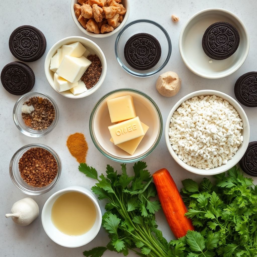 Ingredients for Brown Butter Oreo Cookies Recipe Soft Chewy Dessert (Easy One-Bowl!)