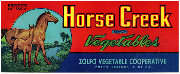 Horse Creek Brand Vegetables Label 1930 1950