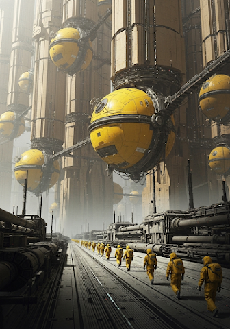 Dystopian Yellow Pod City