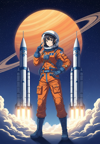 Anime Astronaut and Rockets
