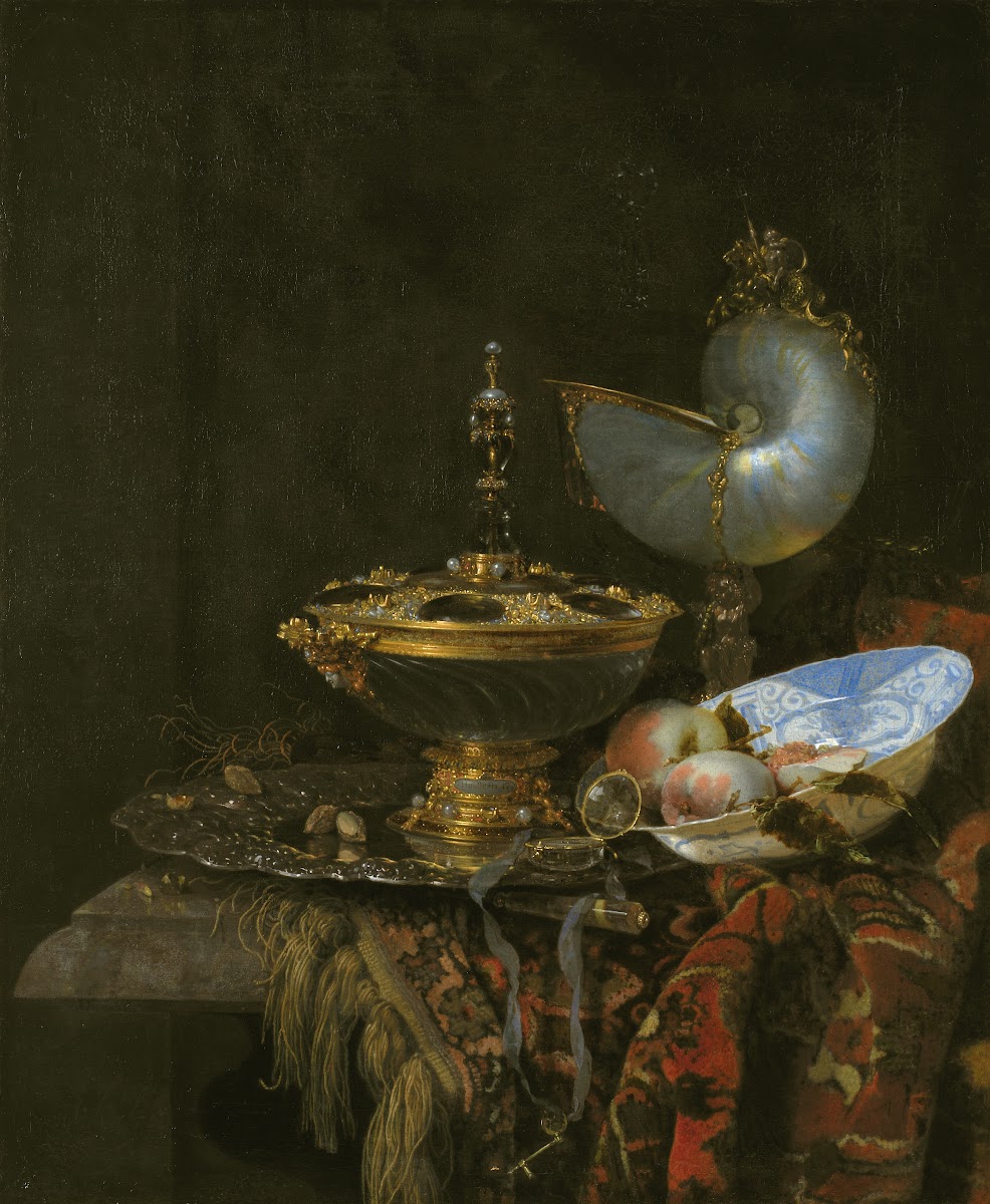 Pronk Still Life With Holbein Bowl Nautilus Cup Glass Goblet And Fruit Dish 1678