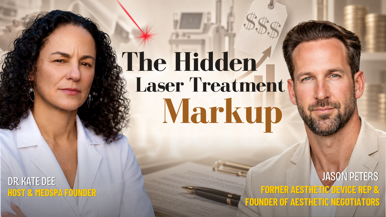 Jason Peters, former laser sales rep and founder of Aesthetic Negotiators, on the Med Spa Confidential podcast with Dr. Kate Dee