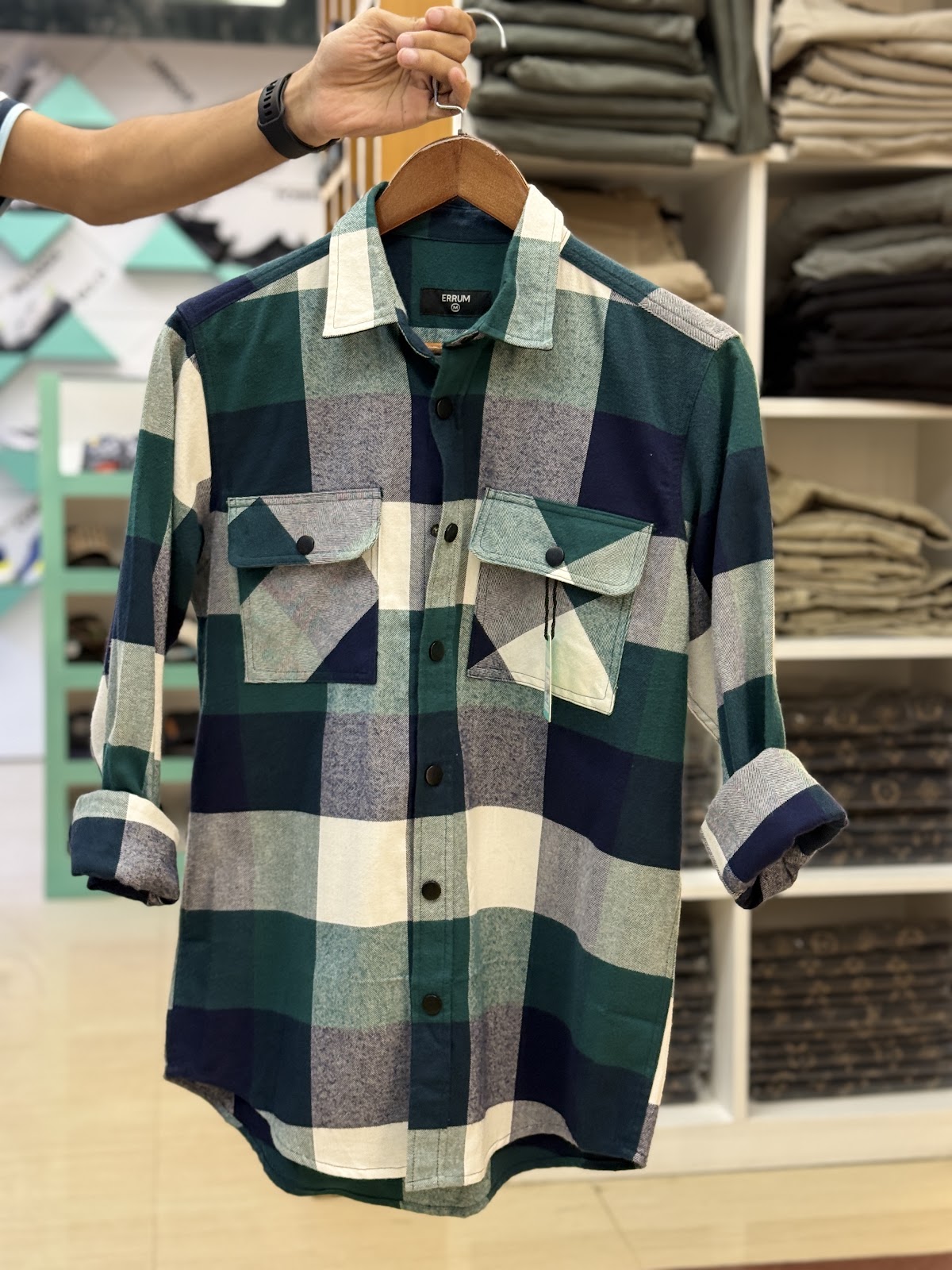 Dark Green Cheque Flannel Shacket