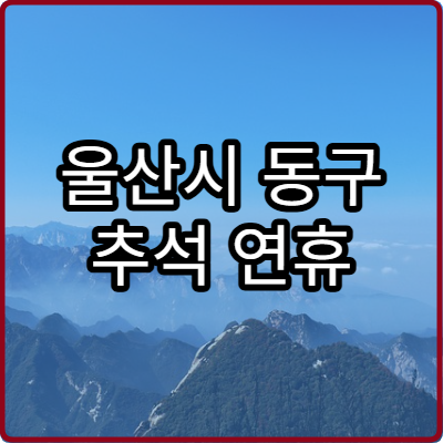 울산시 동구 추석 연휴 이비인후과 진료 가능한 곳 확인