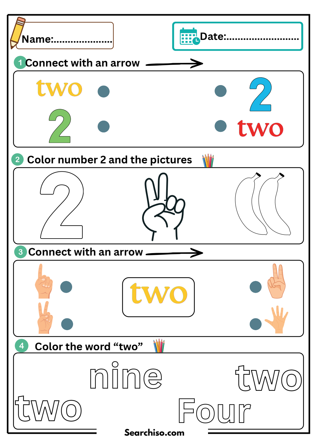 Foundations of the Number Two Worksheet PDF printable