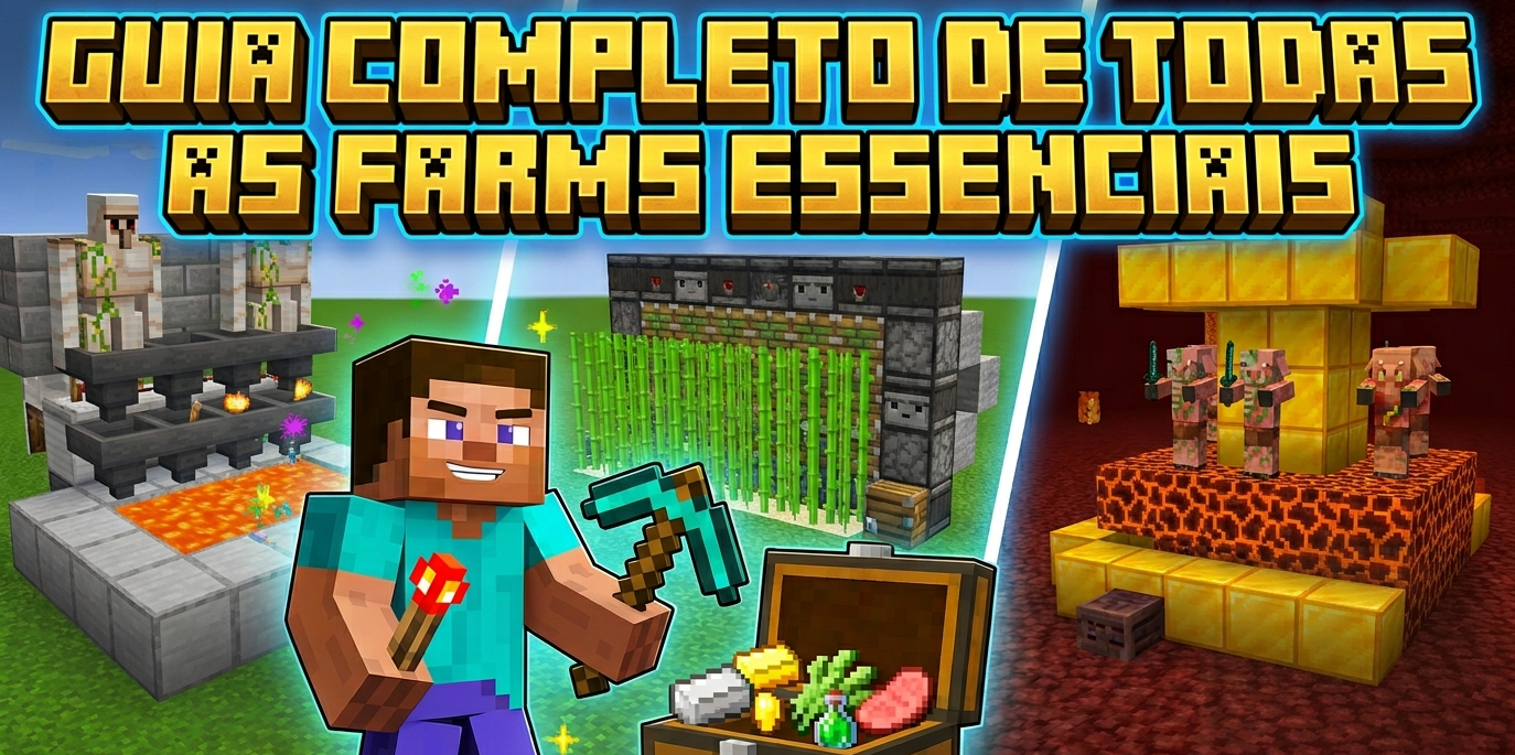 Todas as Farms Automáticas Essenciais no Minecraft (Guia Completo Atualizado 2026)