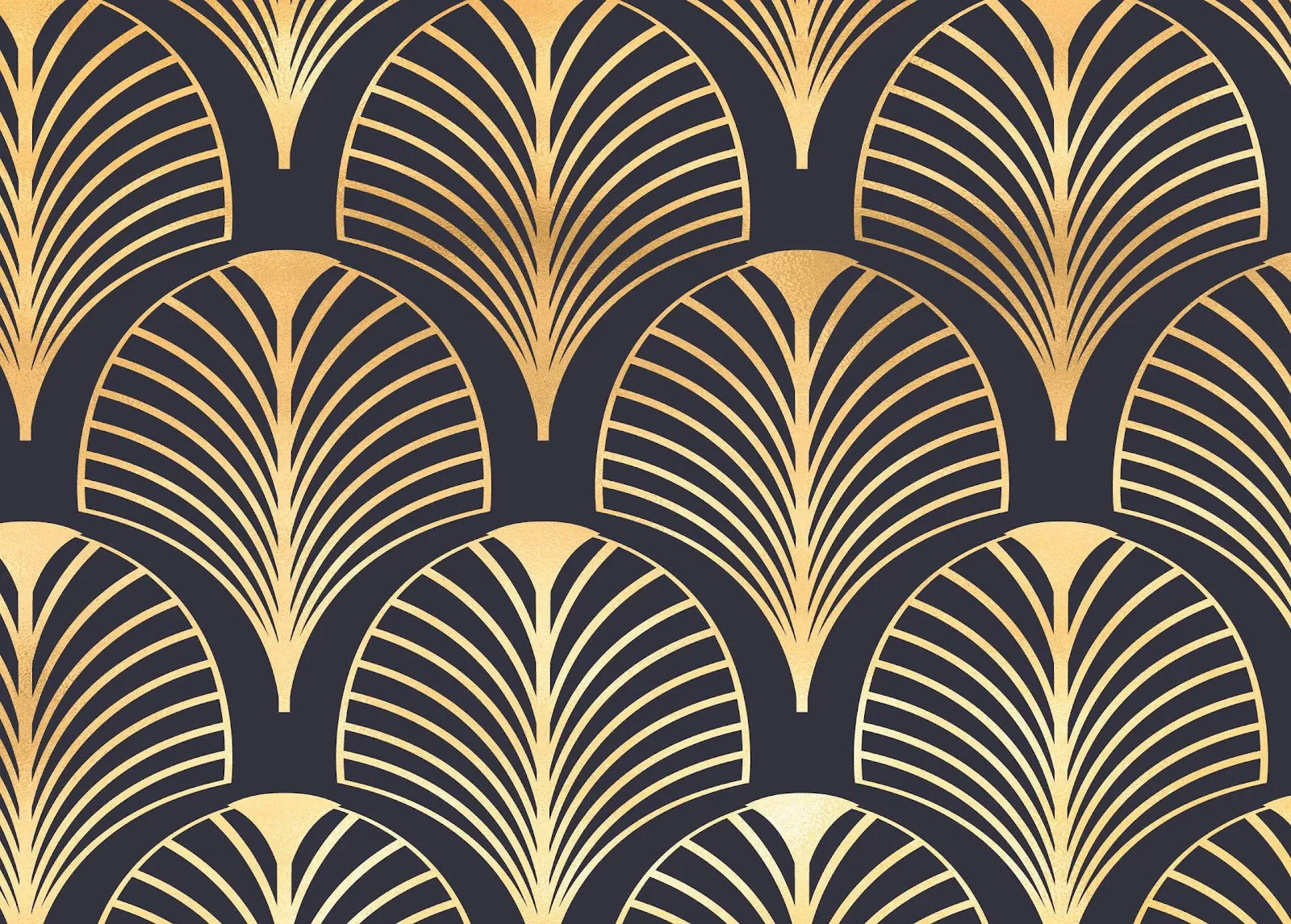 Art Deco Golden Fan Pattern - Vector Illustration Full HD Wallpaper (2244x1606)