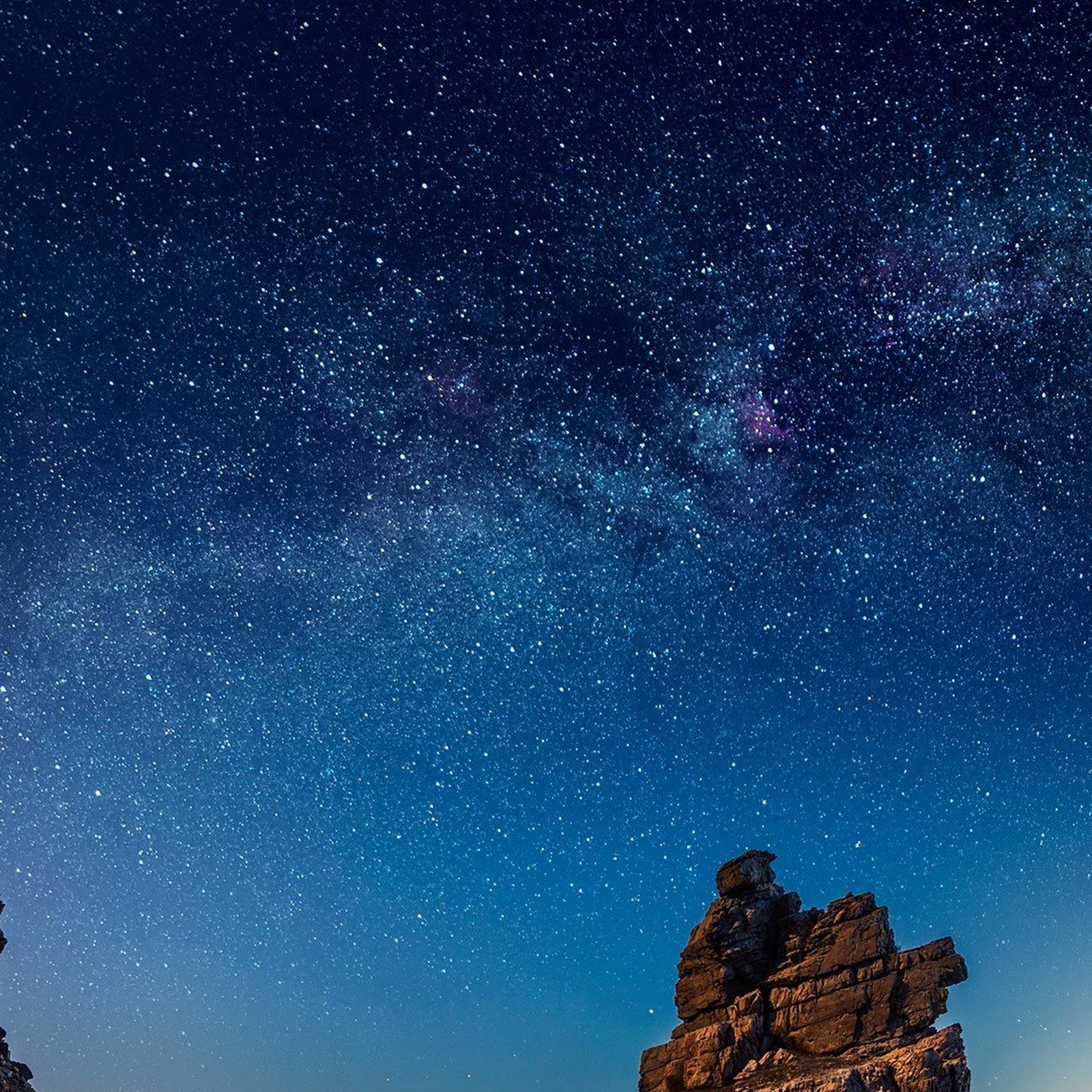 Download Milky Way, Nightscape, Seascape, Rocks Full HD iPhone