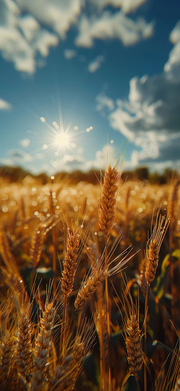 Sunlit Golden Wheat Field - Nature Photography Full HD iPhone Wallpaper (1284x2778)