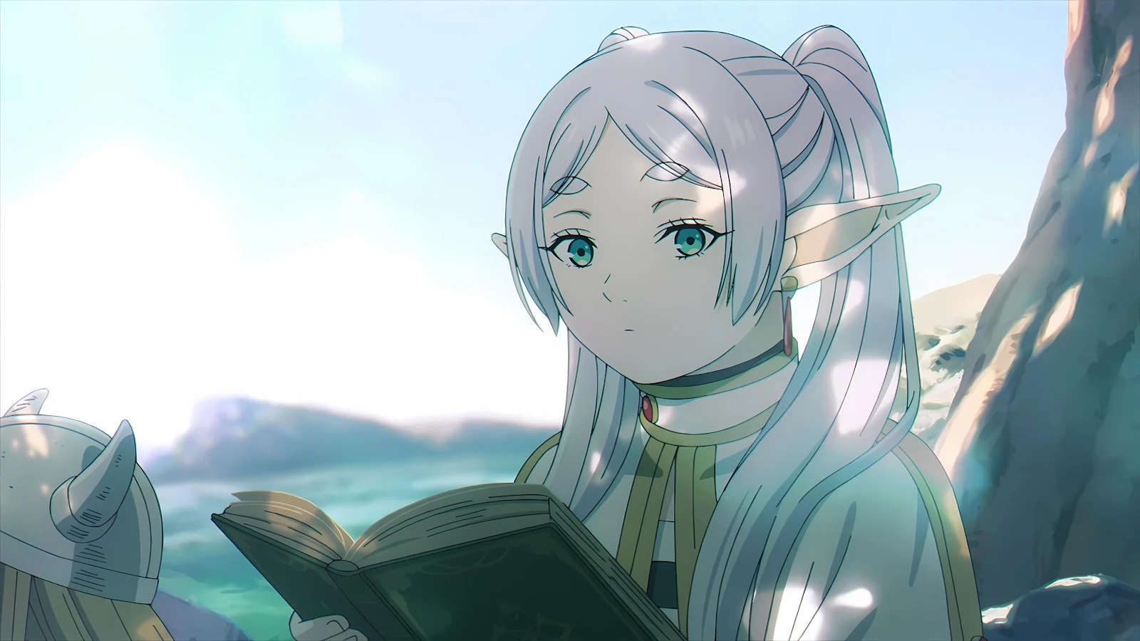 Frieren Reading A Book - Anime Art Style 4K Wallpaper (3840x2160)