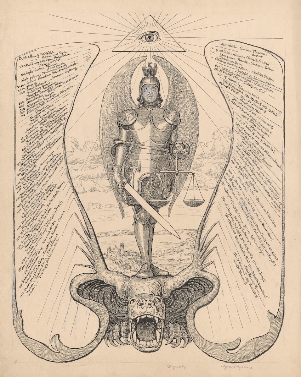 Saint Michael the Archangel Design for a calendar page 1900