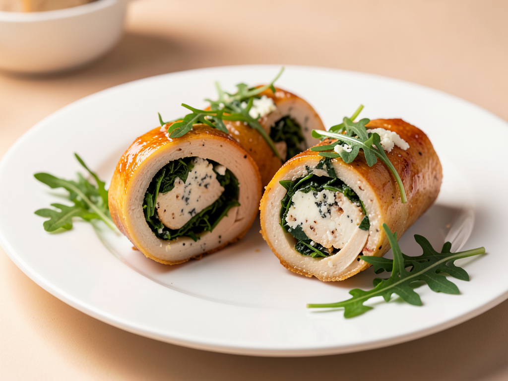 Куриные рулетики с инжиром и рукколой