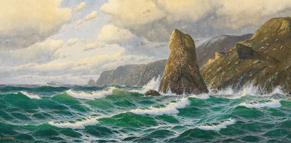 A Seascape with Steamer on the Horizon