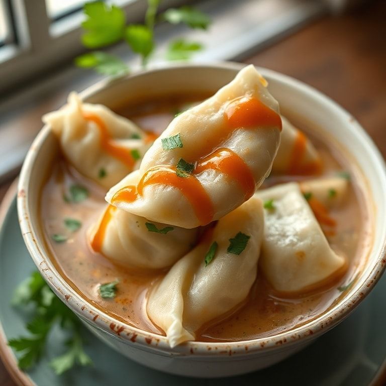 Easy Thai Potsticker Soup with Coconut Broth – Quick & Comforting Family Dinner finished