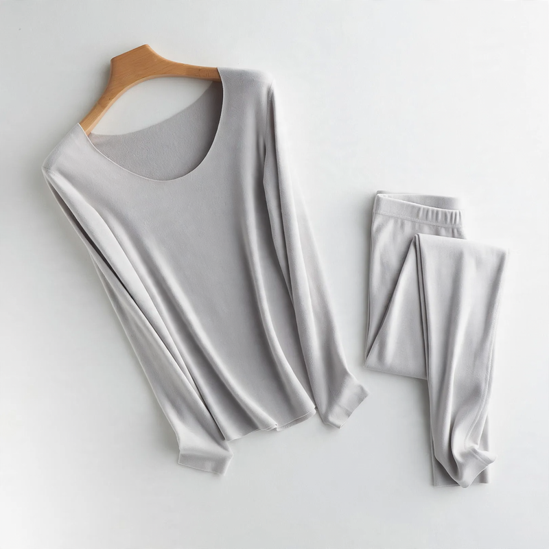 Thermal underwear set for women, self-warming, U-neck