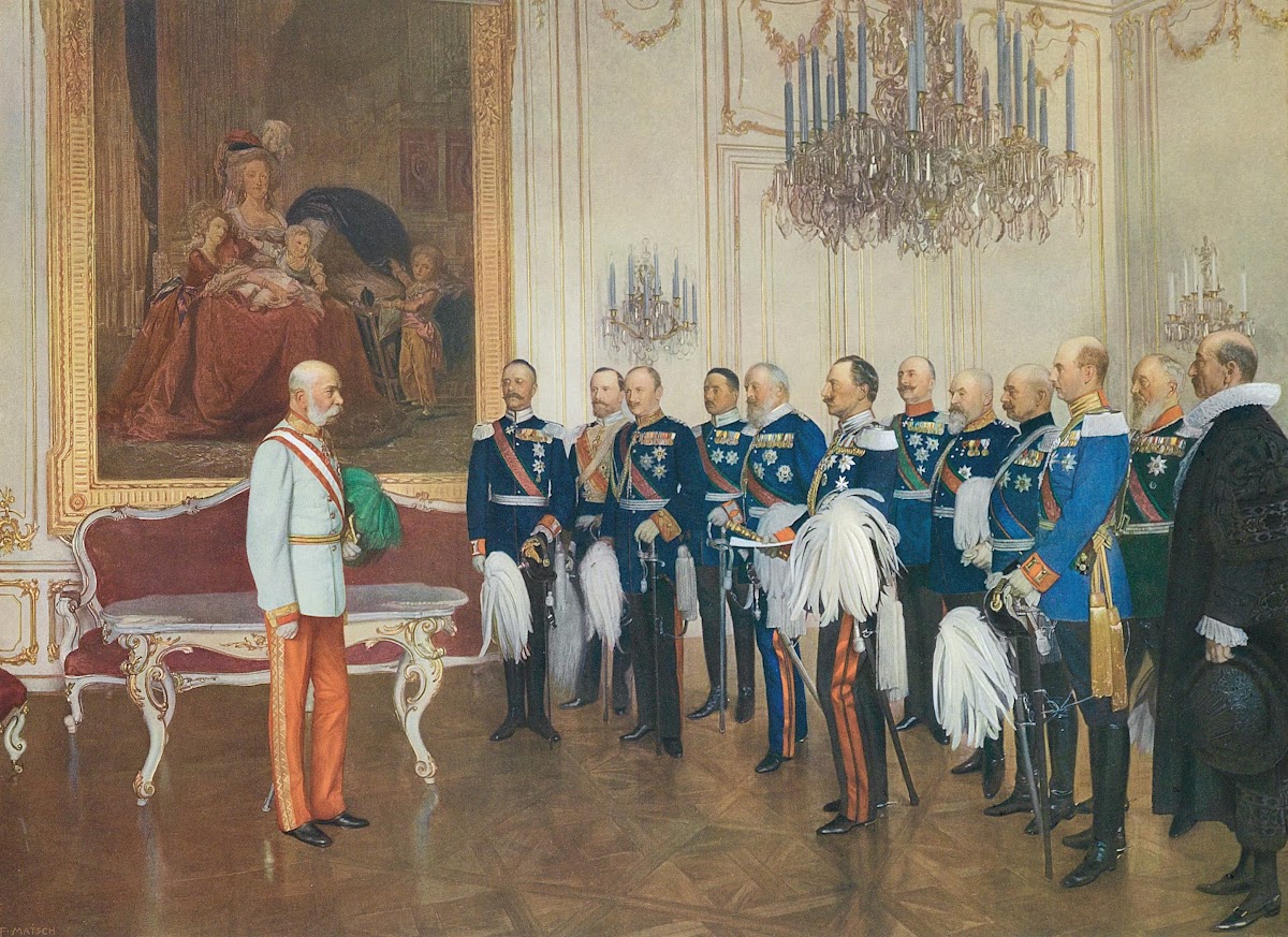 Die deutschen Bundesfürsten huldigen Kaiser Franz Joseph
