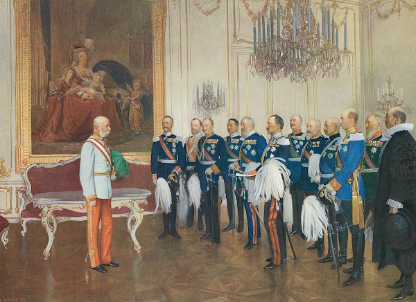 Die deutschen Bundesfürsten huldigen Kaiser Franz Joseph