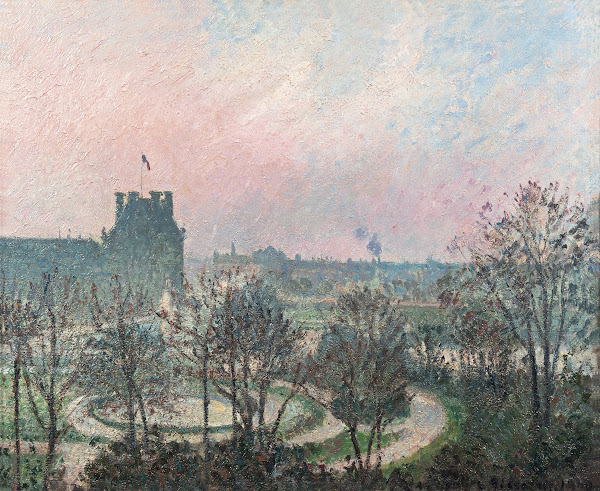 Le Jardin des Tuileries et le pavillon de Flore gelée blanche 1900