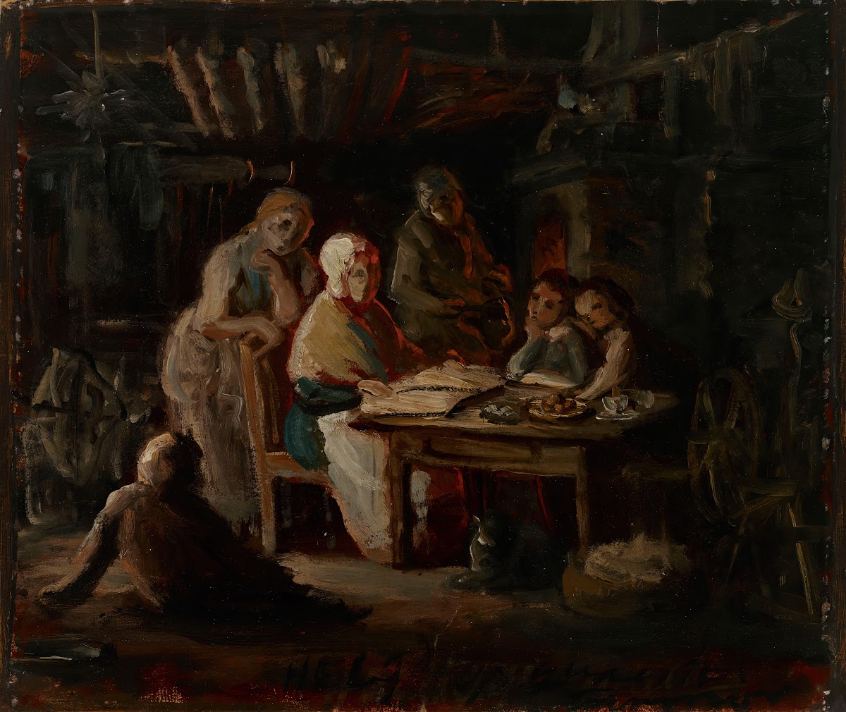 Sunday Night At Grandmas Grandmothers Birthday Sketch 1861