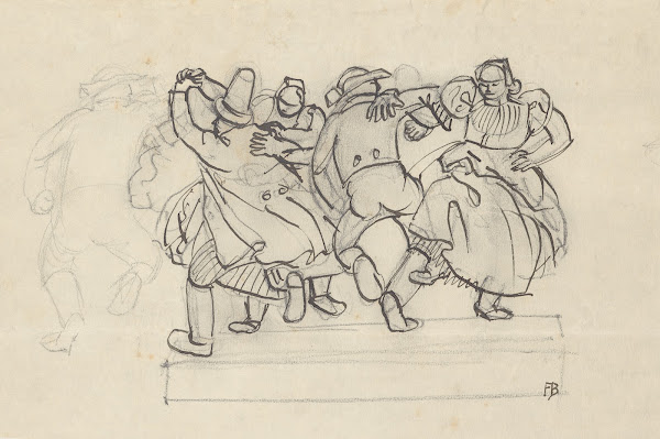 Studie zu einem Relief mit tanzenden Bauern 1919