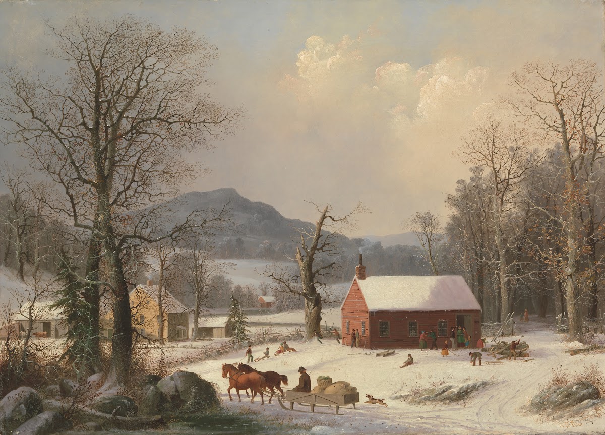 Red School House Country Scene 1858