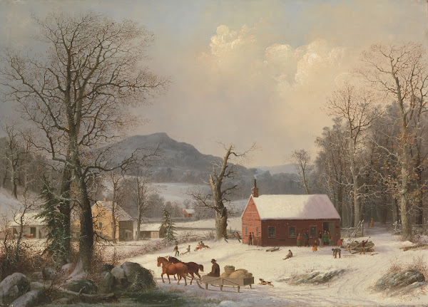 Red School House Country Scene 1858