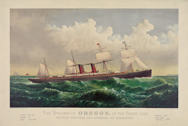 The Steamship Oregon of the Cunard Line between New York and Liverpool via Queen