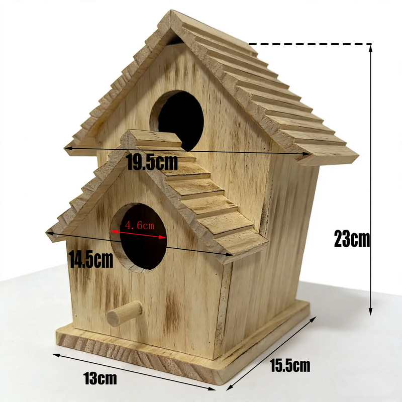Hanging birdhouse made of pine wood