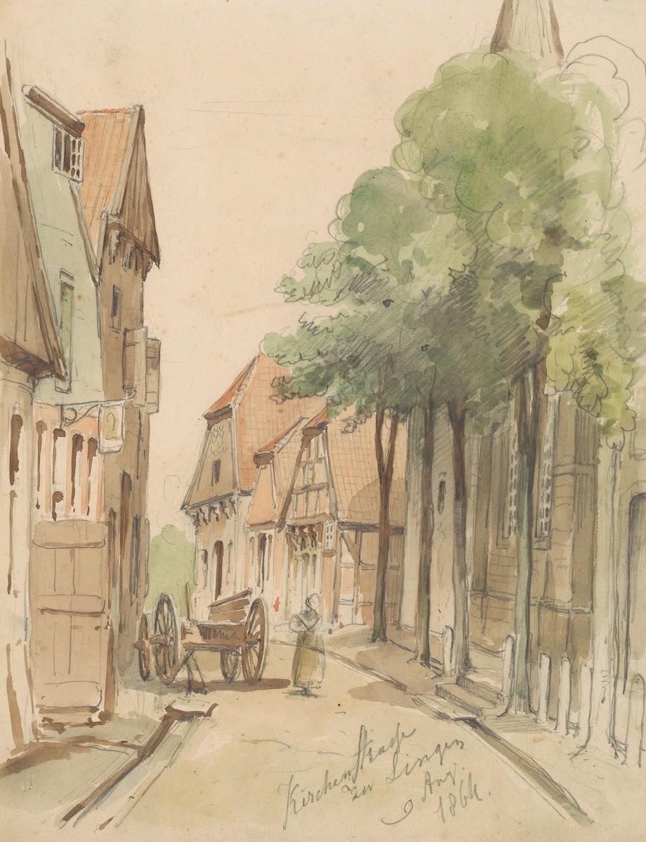 Gezicht op de Kirchenstrasze te Lingen 1864