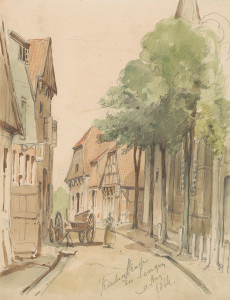 Gezicht op de Kirchenstrasze te Lingen 1864