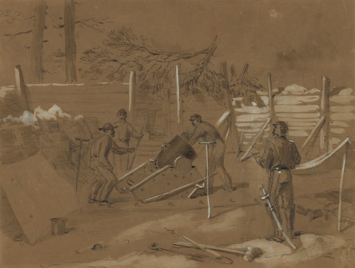 View of 8 in Mortar in Captain Dows Battery 1864