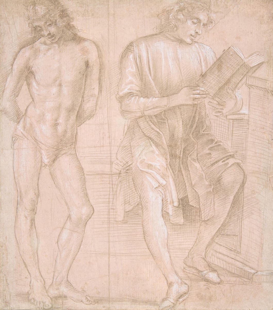 Standing Youth with Hands Behind His Back and a Seated Youth Reading 14571504