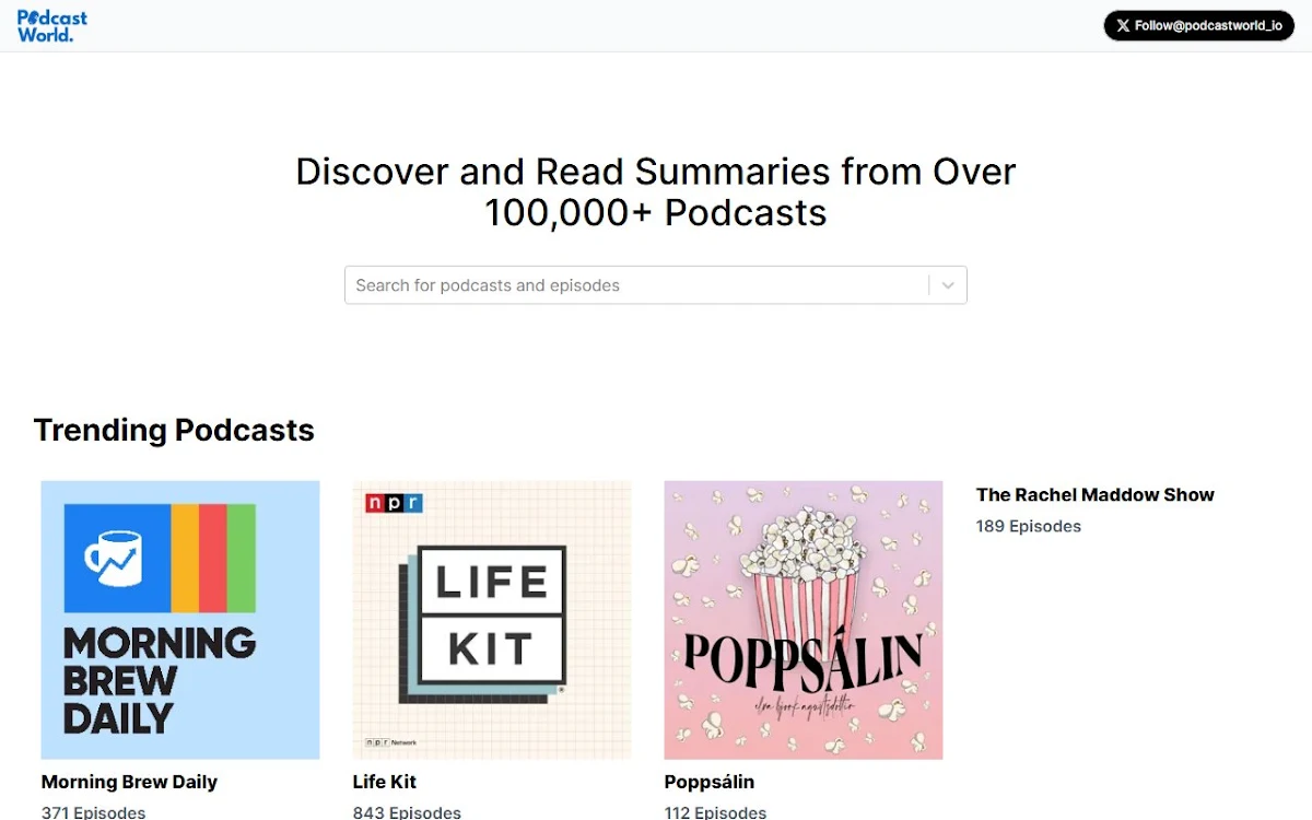 Captura de Podcastworld.io- Perplexity for Podcasts