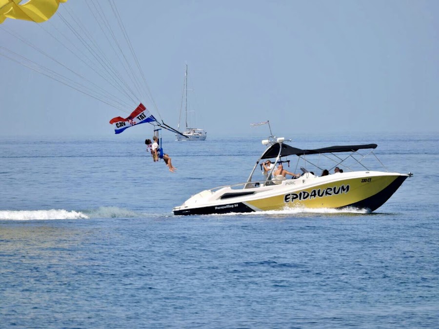 Guest leaping off the boat