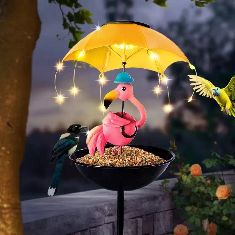 Decorative Animal Birdbath with Solar Light