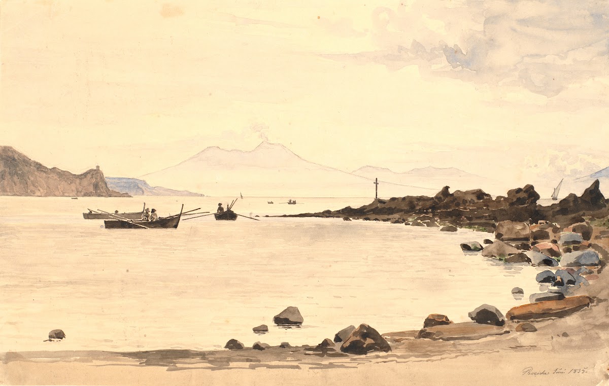 Udsigt mod Vesuv fra Procida 1835